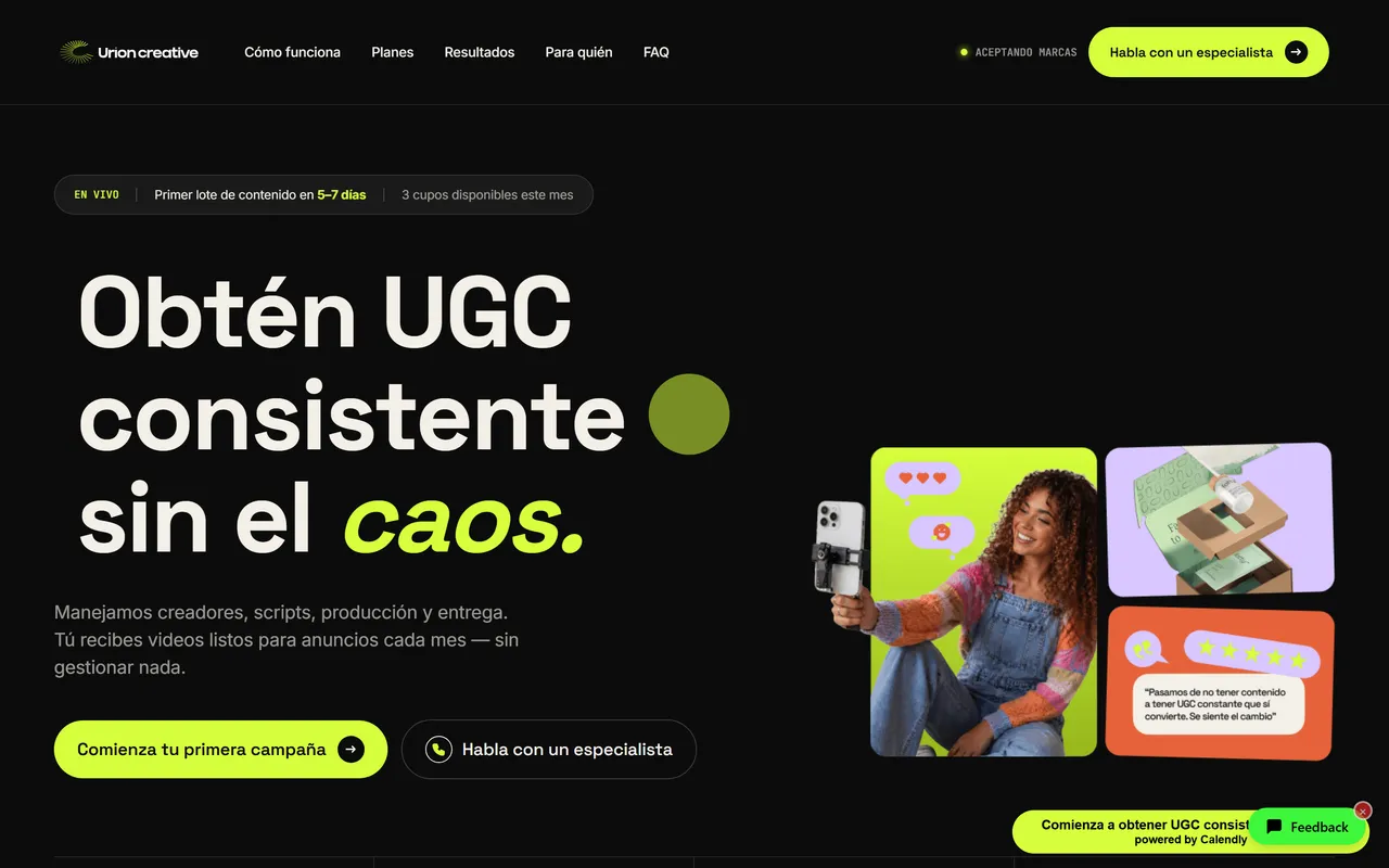 Captura del sitio de UrionCreative